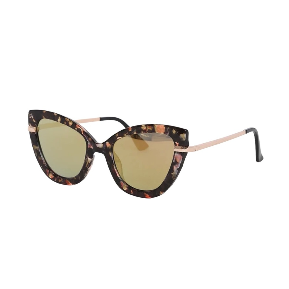 LULU’S One Day at a Time Red Tortoise Mirrored Cat-Eye Sunglasses